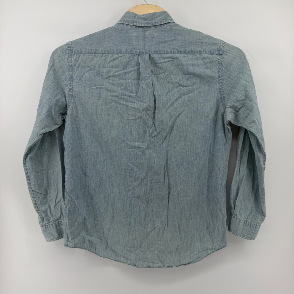 Ralph Lauren Button Down Mens Large Light Blue Chambray Denim Long Sleeve Shirt - Picture 4 of 10